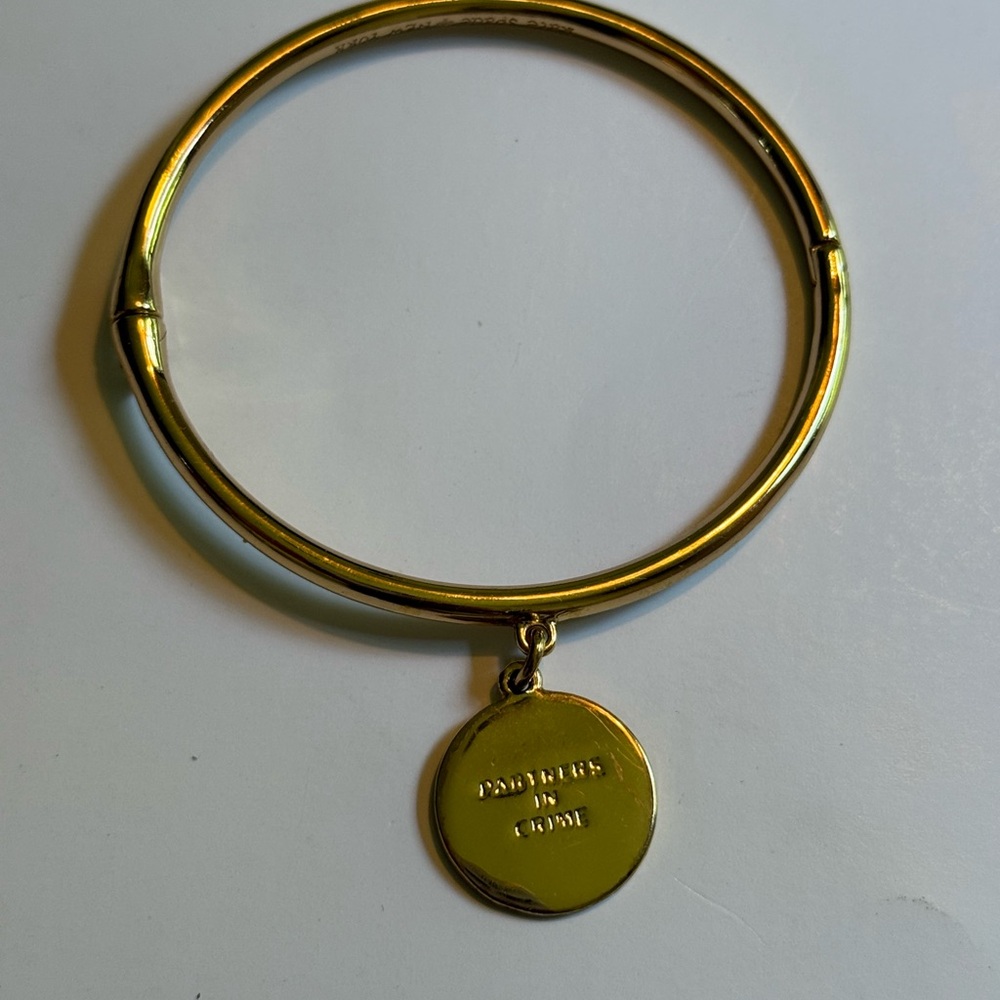Gold Bangle Bracelet with Charm